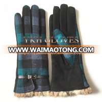 Navy cheap women woolen gloves for touch phone