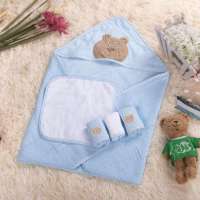 Supply 100% organic bamboo baby gift set hooded wash cloth baby bath towel